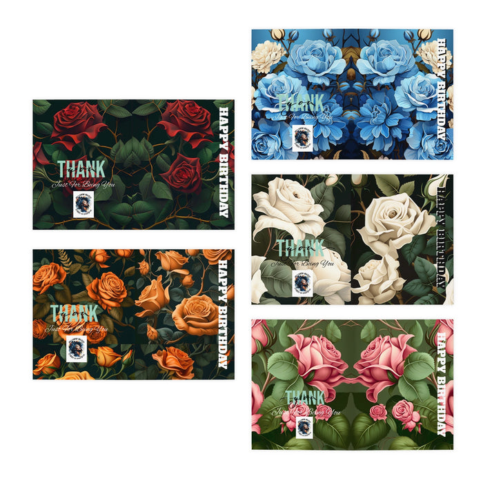 Introducing Roses So Powerful (Part 3) - Multi-Design Rose Arranged Birthday Greeting Cards (5-Pack)